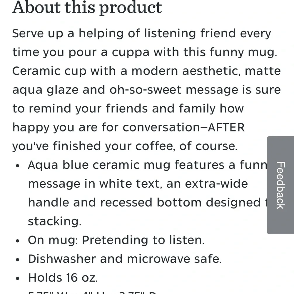 “Pretending to Listen” Mug NWT - Picture 3 of 7